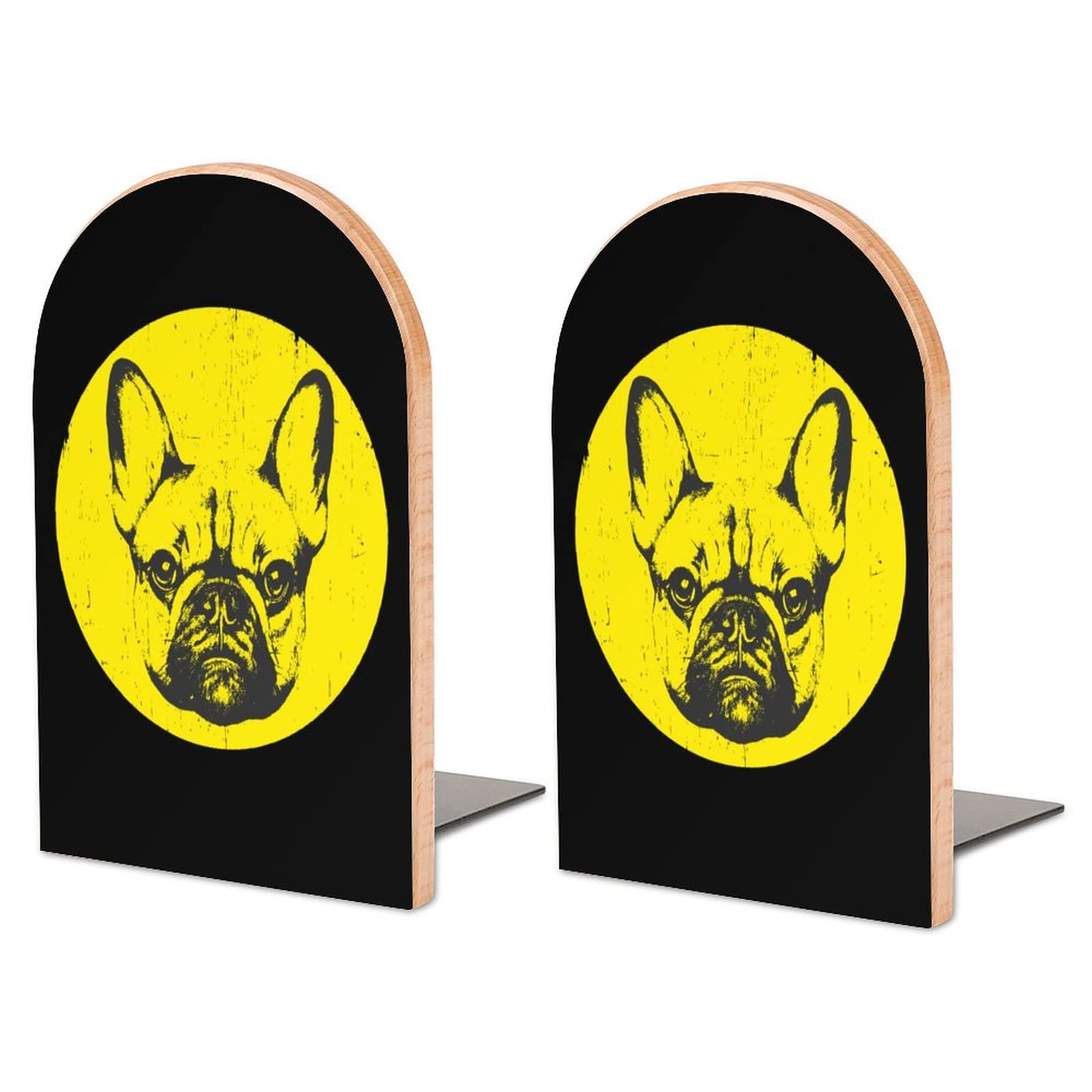 Portrait of French Bulldog Bookends Heavy Duty Book Stand 1 Pair for Home Office Shelves Decorative