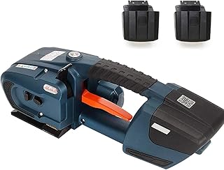2 Battery Automatic Strapping Machine Electric Strapping Tool for 1/2-5/8in PP PET Straps, Handheld Hot Melting Strapping Machine, 4000MA Battery Powered, Strapping Width 13-16mm