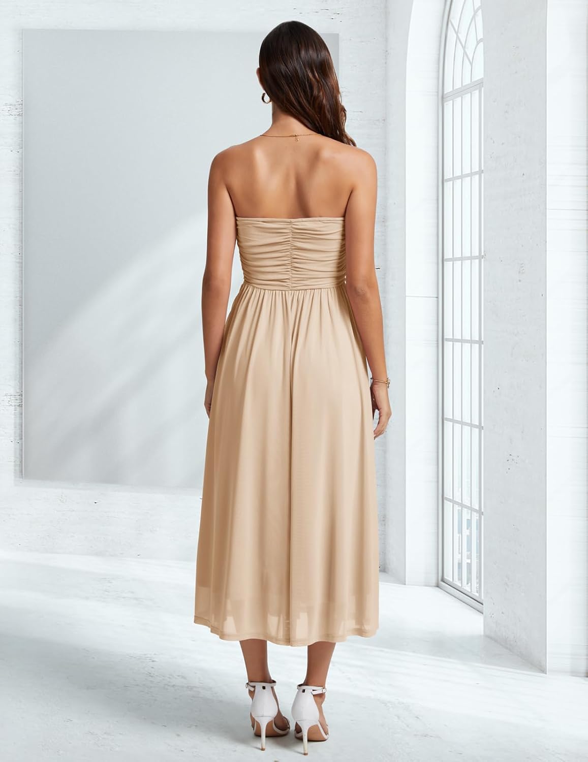 DRESSTELLS Women's Cocktail Dress, Strapless Tube Top Long Maxi Summer Formal Mesh Dresses 2025 - Image 4