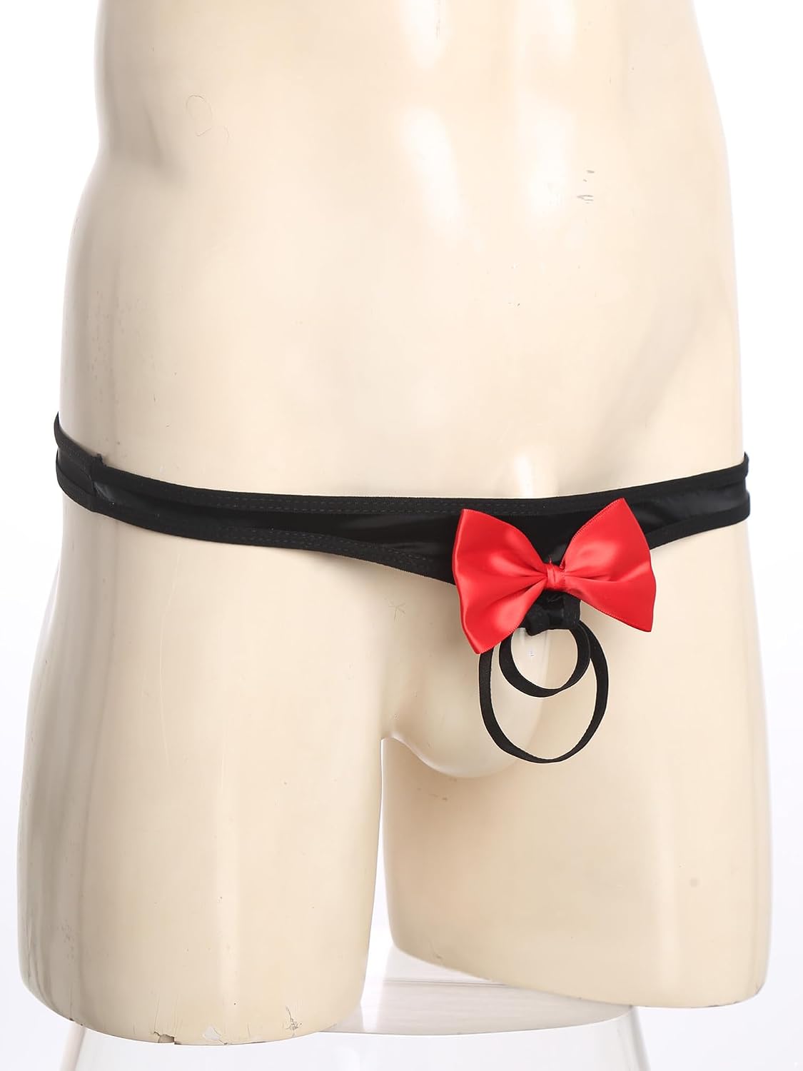CHICTRY Men's Funny Briefs Underwear Bow/Pompom with Penis Loop Elastic Micro Lingerie for Dating
