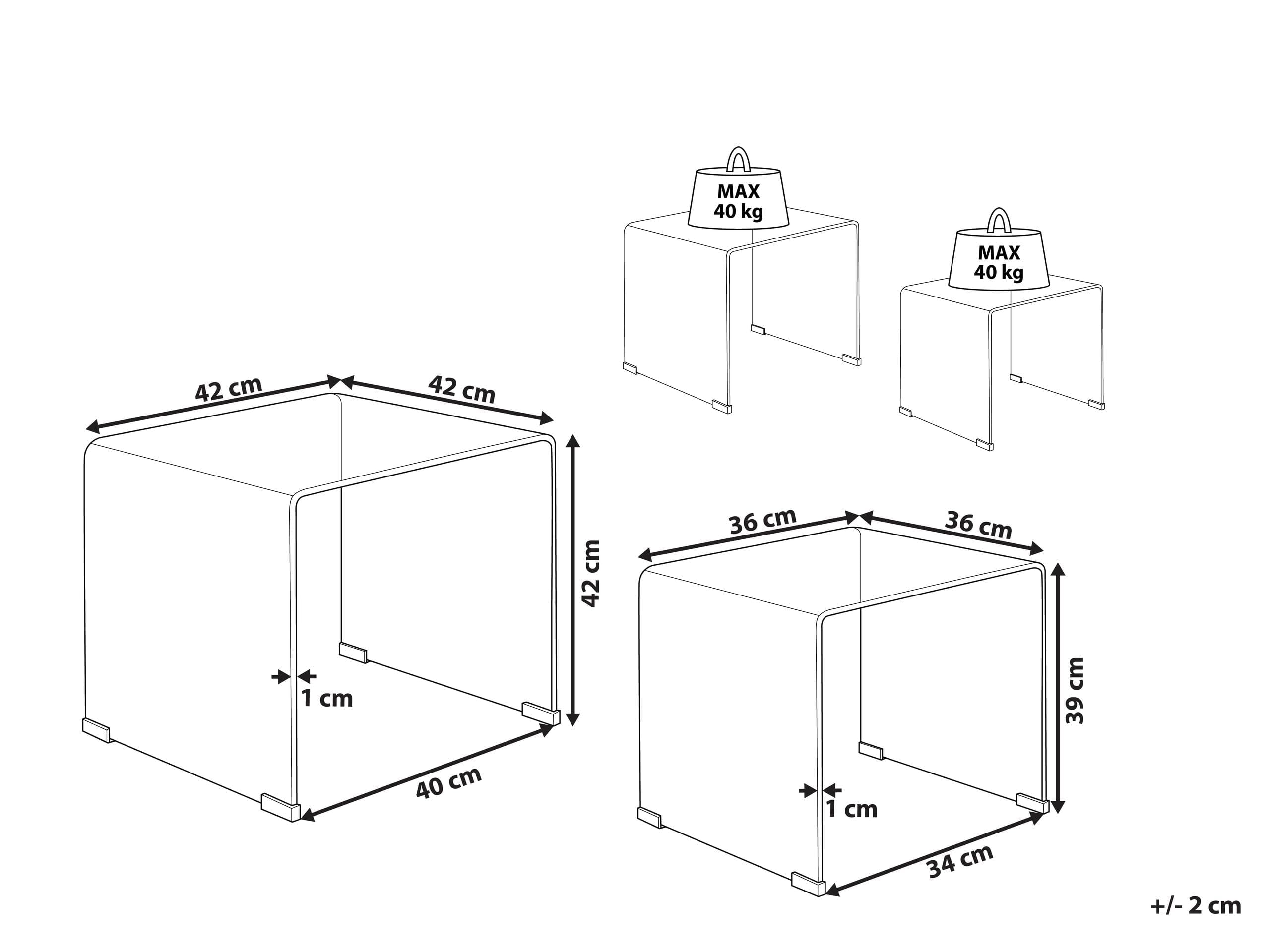 Beliani Minimalistisches Beistelltisch 2er Set transparent Glas Kendall