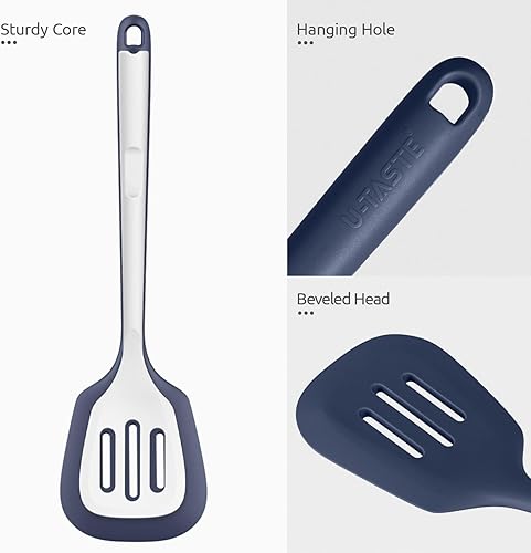 Miniatura 6 de U-Taste - Espátula de cocina de silicona de 13.6 pulgadas de ancho, 3.74 pulgadas de ancho, libre de BPA, flexible, de goma fina, para huevos,