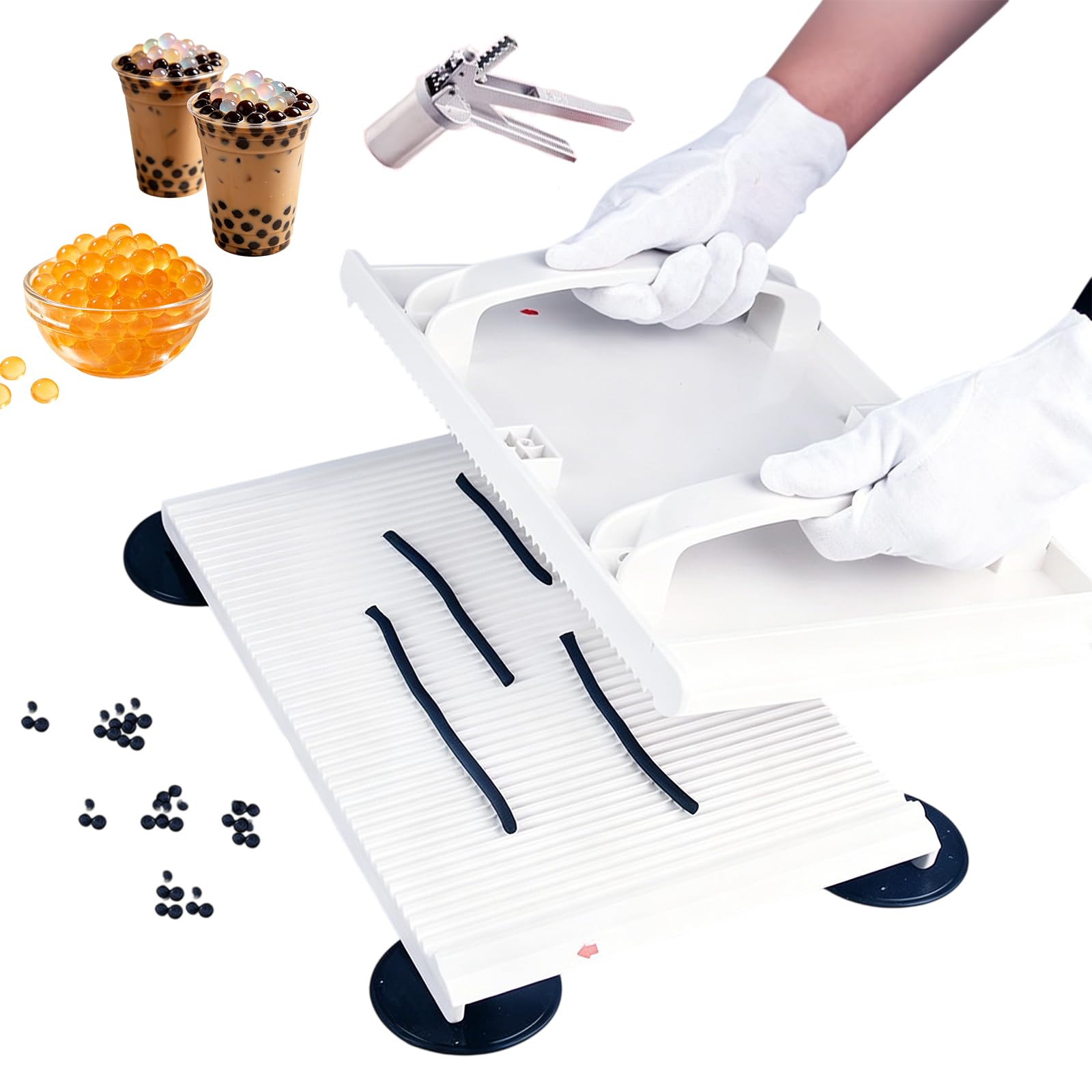 Qlbnxks Manual Tapioca Pearl Maker Machine with Strip Extruder for Dessert Stores(Size:6mm,Color:Style-B)