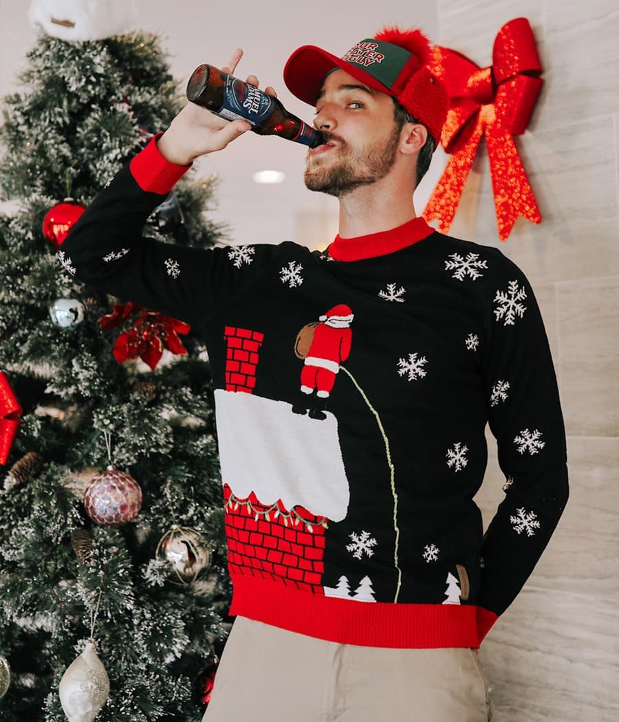 Tipsy Elves Light Up Ugly Christmas Sweaters for Men - Funny Holiday Pullover with LED Lights for Winter Gatherings - Image 4