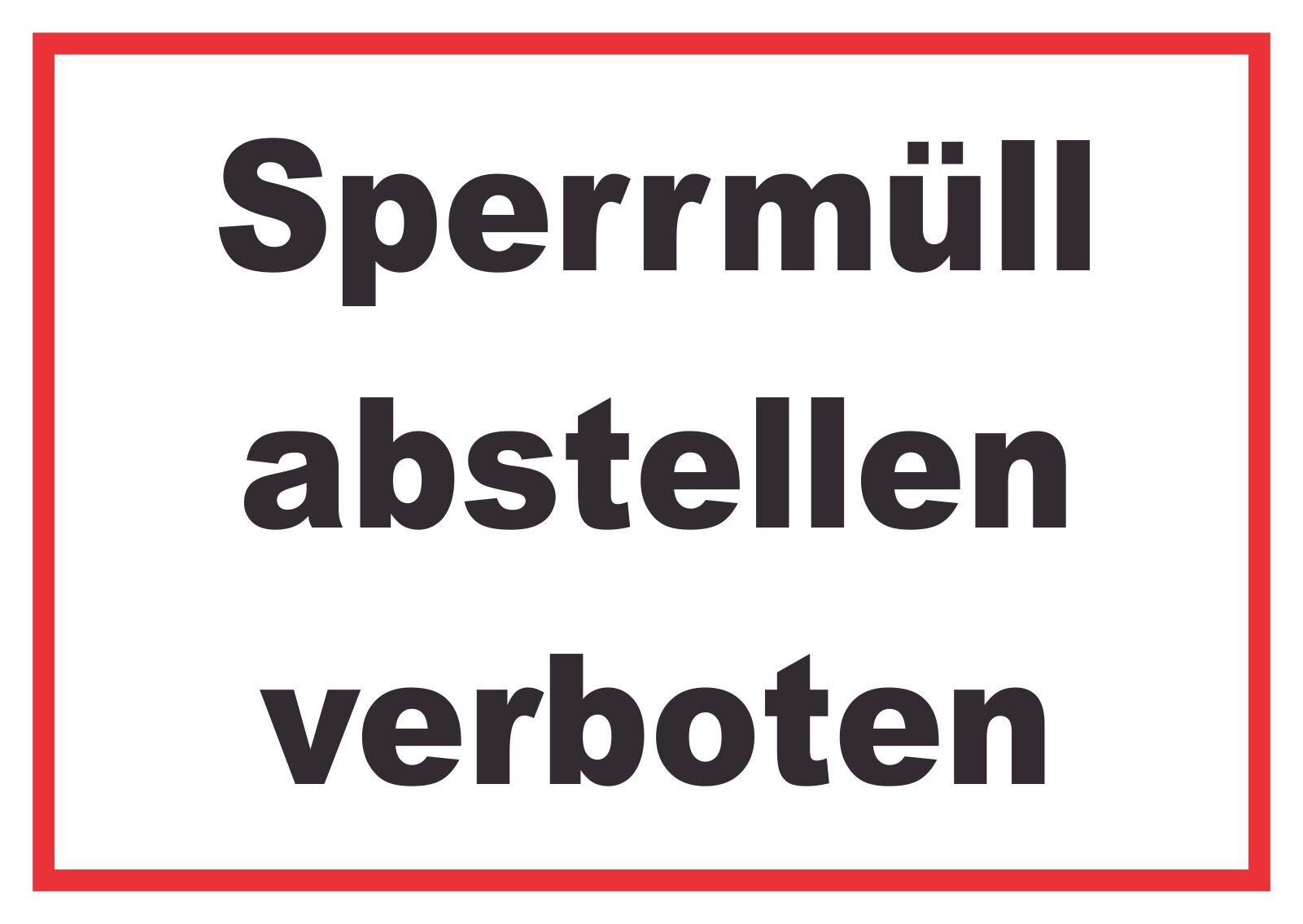 Sperrmüll abstellen verboten Schild A2 (420x594mm)
