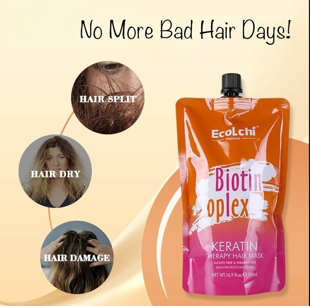 ecost ヘアーエッセンス養毛料7gのみ使用した超お買い得品⭐︎ EcoLchi Biotin Oplex Keratin Boosting Hair Repair Mask Deep