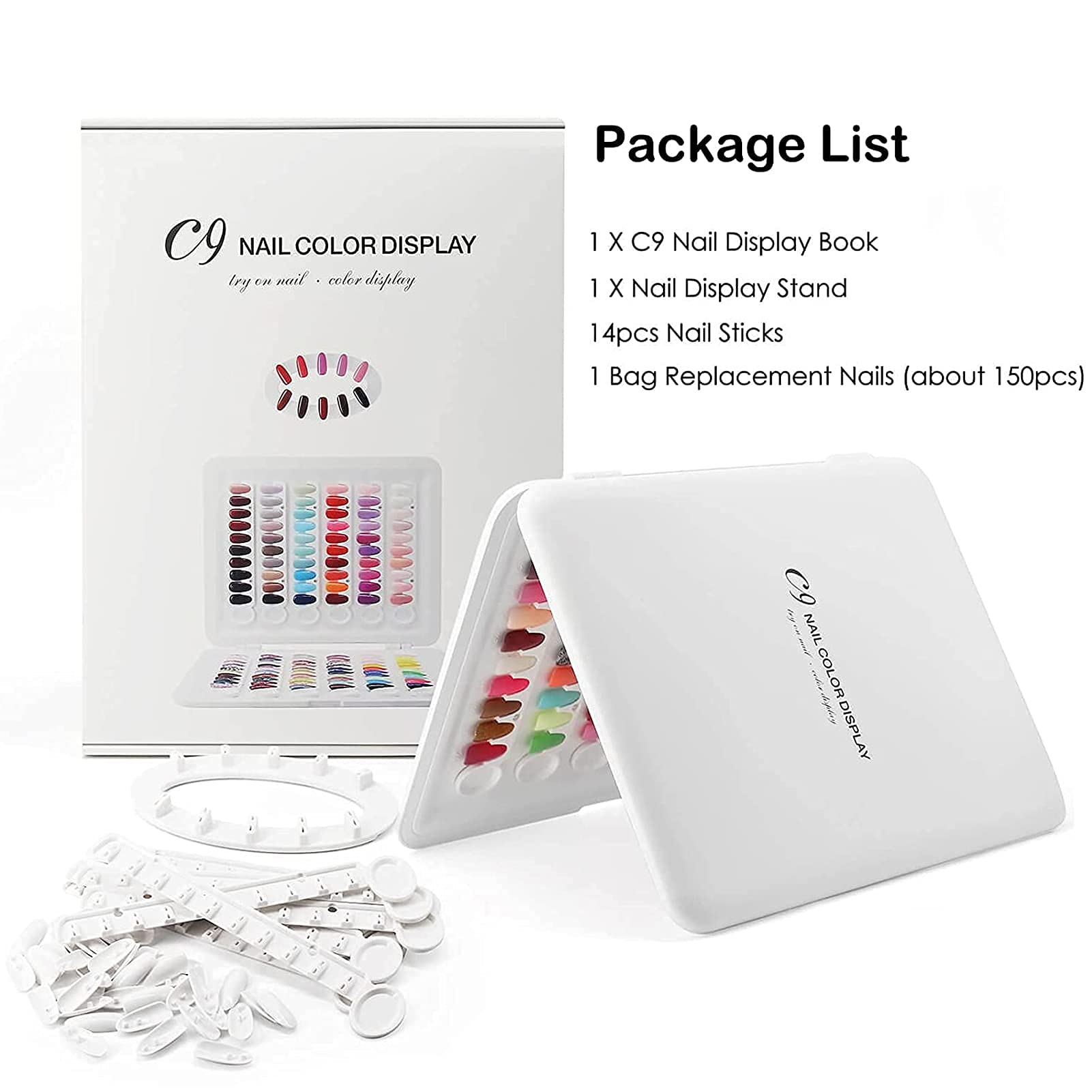 Präsentationsständer mit 120 Nagellackfarben & 14-Farben-Clip, ideal für Gel-Nagellacke, Maniküre-Salons und Nail-Art-Muster, ohne zusätzliche Montage