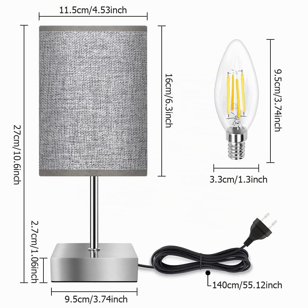 set di 2 lampade da comodino con funzione touch dimmerabile, 3 livelli di luminosità regolabili, Lampada da Tavolo per Camera da Letto Soggiorno