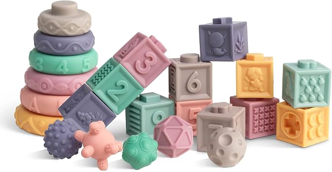 Formula Baby Coffret d'Éveil Sensoriel 23 Pièces Cubes Souples & Balles de Dentition