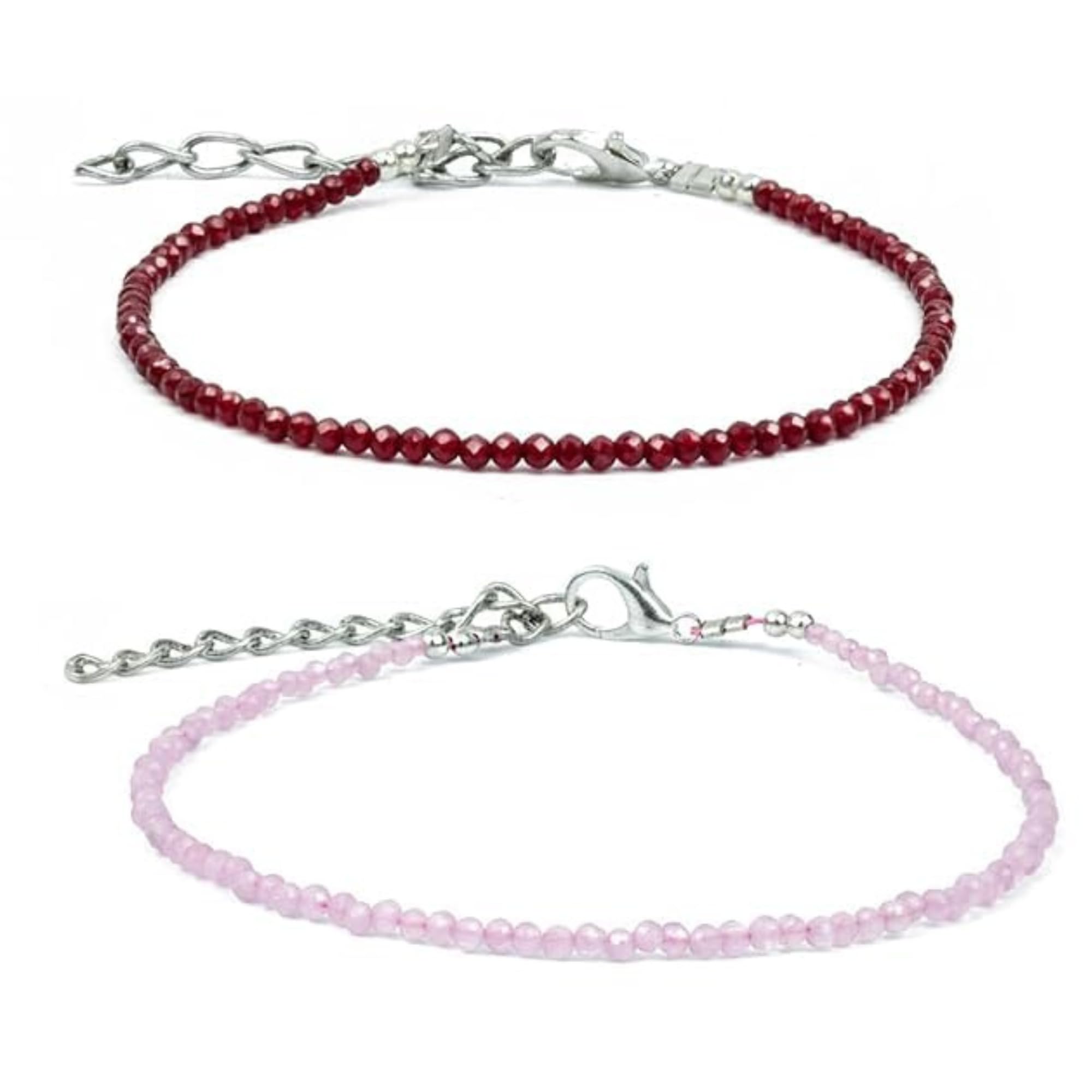 Rose Quartz & Garnet Anklet Combo | Healing Crystals for Love, Courage & Stability | 2mm Minimal Bead Anklets | Spiritual Jewellery for Women & Girls-image-21