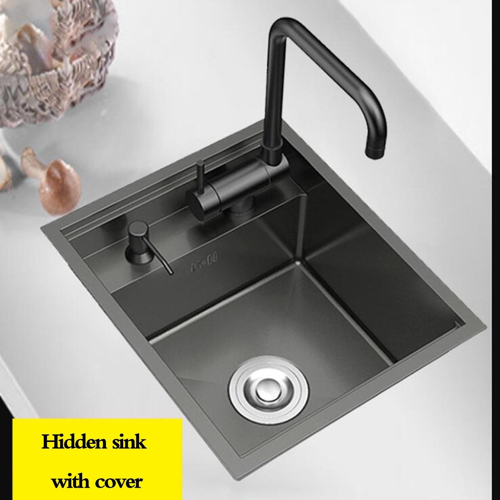 Lavello Invisibile In Acciaio Inox Coperchio Scarico Pieghevole Lavabo Da Incasso A Scomparsa Per Bar, Camper, Piccola Cucina Lavaggio Verdure (35x45'