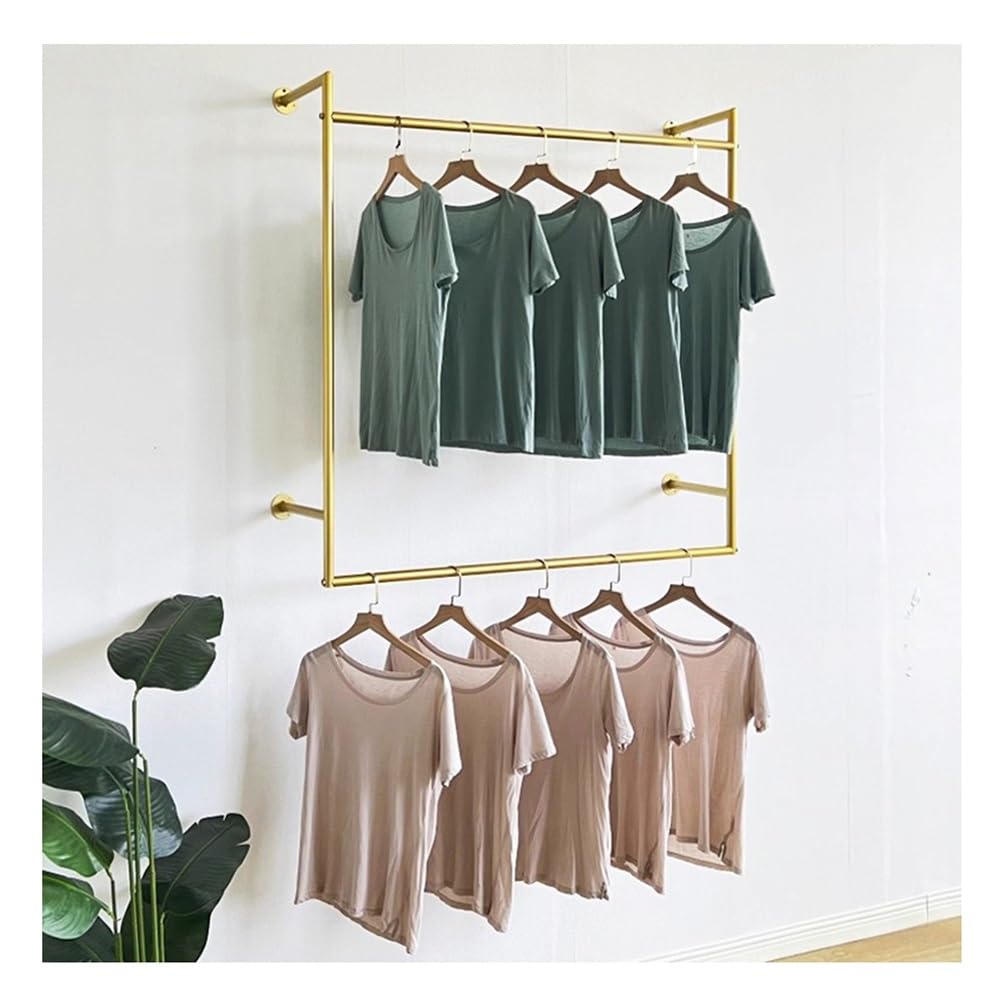 SaryEdge Industrial Wall Clothes Rack, Garment Racks for Retail Display, Closet Storage Organizer Laundry Room, Bedroom, Studio,Gold-80x30x120 cm,Gold-80x30x120 cm