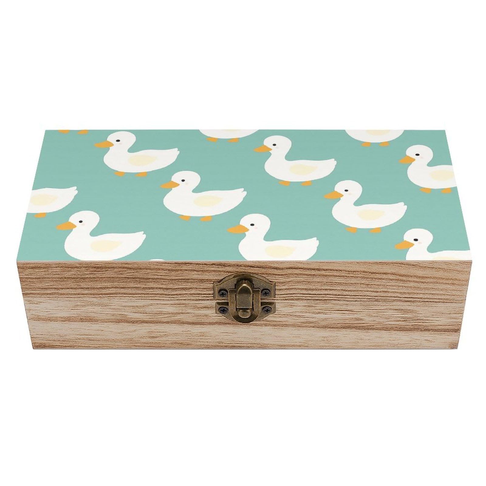 SMAZDFXX Cute White Duck Wooden Storage Box Multipurpose Decorative Box for Jewelry Photo Home Decor