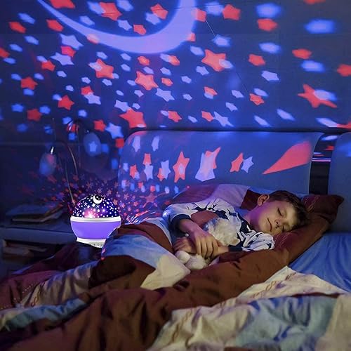 Miniatura 3 de Luz nocturna para niños, luz nocturna de estrella, proyector de estrella de nebulosa con rotación de 360 grados, 4 bombillas LED, 12 luces que