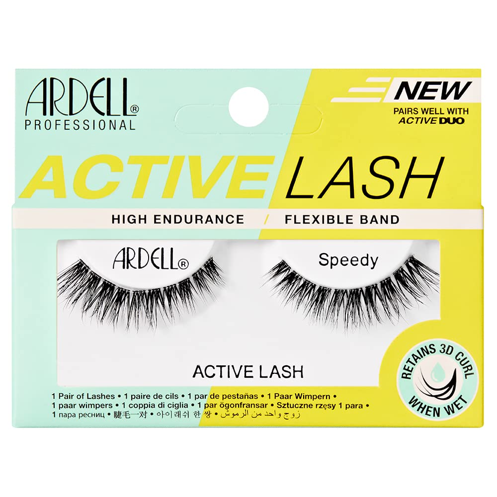 ArdellActive Lash Speedy False Eyelashes, Water-resistant, Light Volume, Short Length, Vegan Friendly, 1 Pair (Pack of 1)