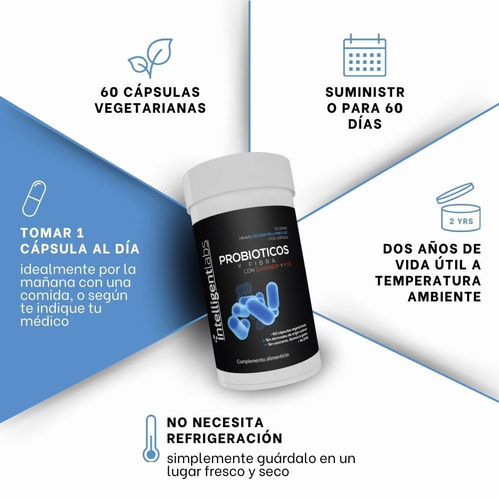 Intelligent Labs Pack 2-en-1: Probióticos Adultos (50 Mil Millones UFC) y Niños (6 Mil Millones UFC). Con Prebióticos, 60 Porciones. Suministro para 60 Días. Refuerzo de la Flora Intestinal. (189 cara