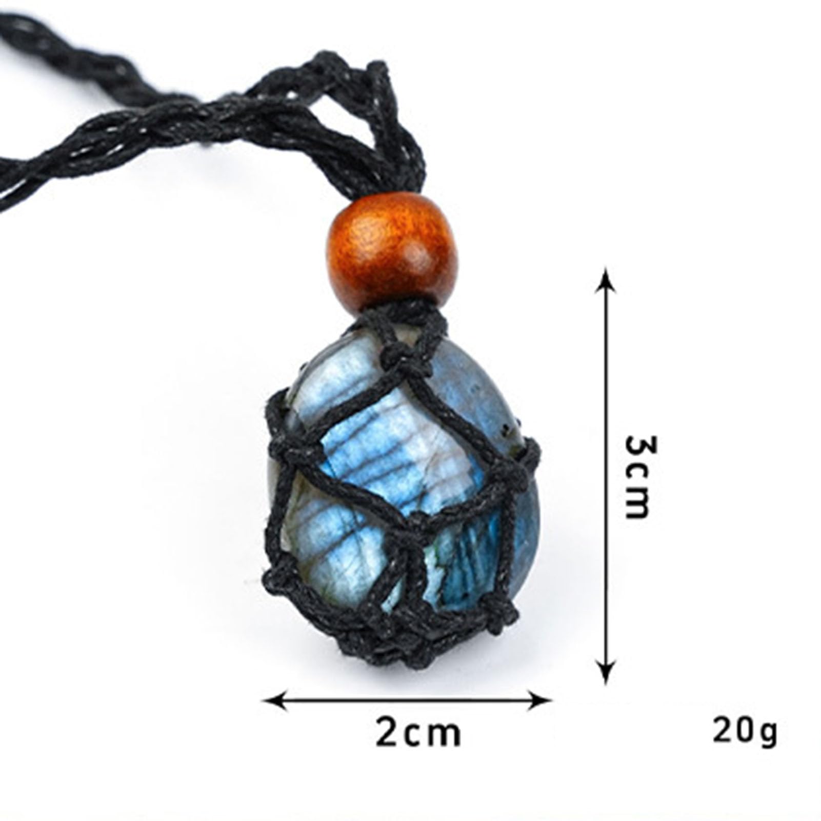 Collana con Ciondolo in macramè Labradorite, Realizzata a Mano in Vera Pietra appariscente per Protezione, intuizione, magia, guarigione dei Chakra e Regalo di Gioielli spirituali,2CM