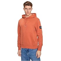 Calvin Klein Felpa Uomo Badge con Cappuccio, Arancione (Aragon), XXS
