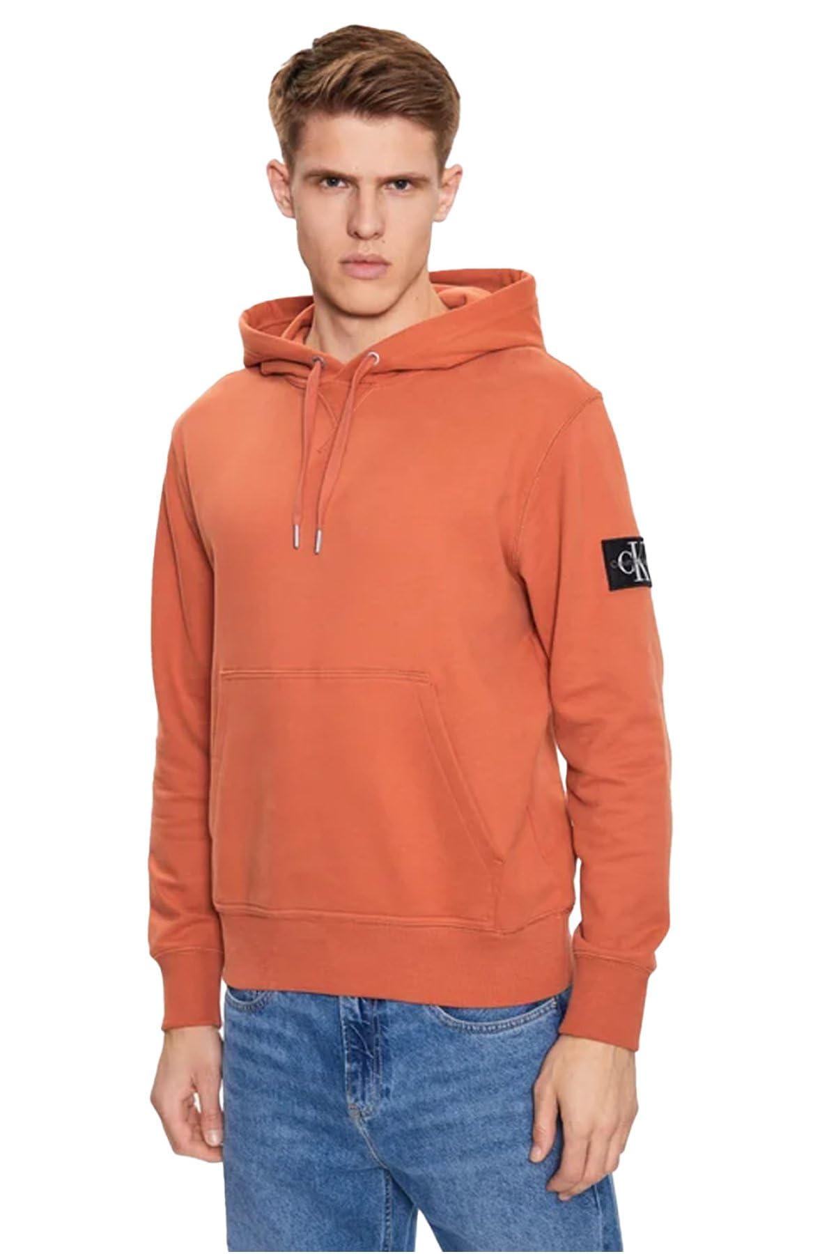 Calvin Klein Men's Badge Hoodie, Orange (Aragon), M
