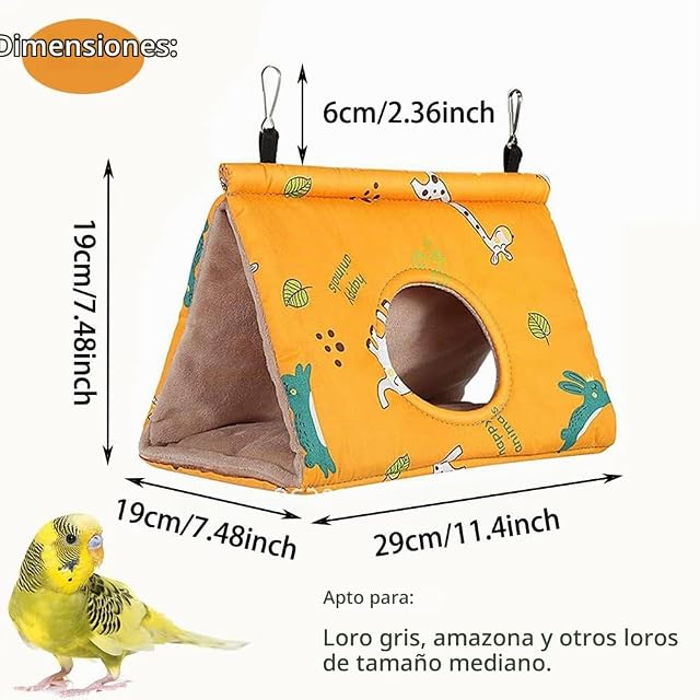 Foto 2 de 8 de Invierno cálido loro hamaca, nido de pájaro caliente suave, hamaca de peluche colgante, jaula para periquitos