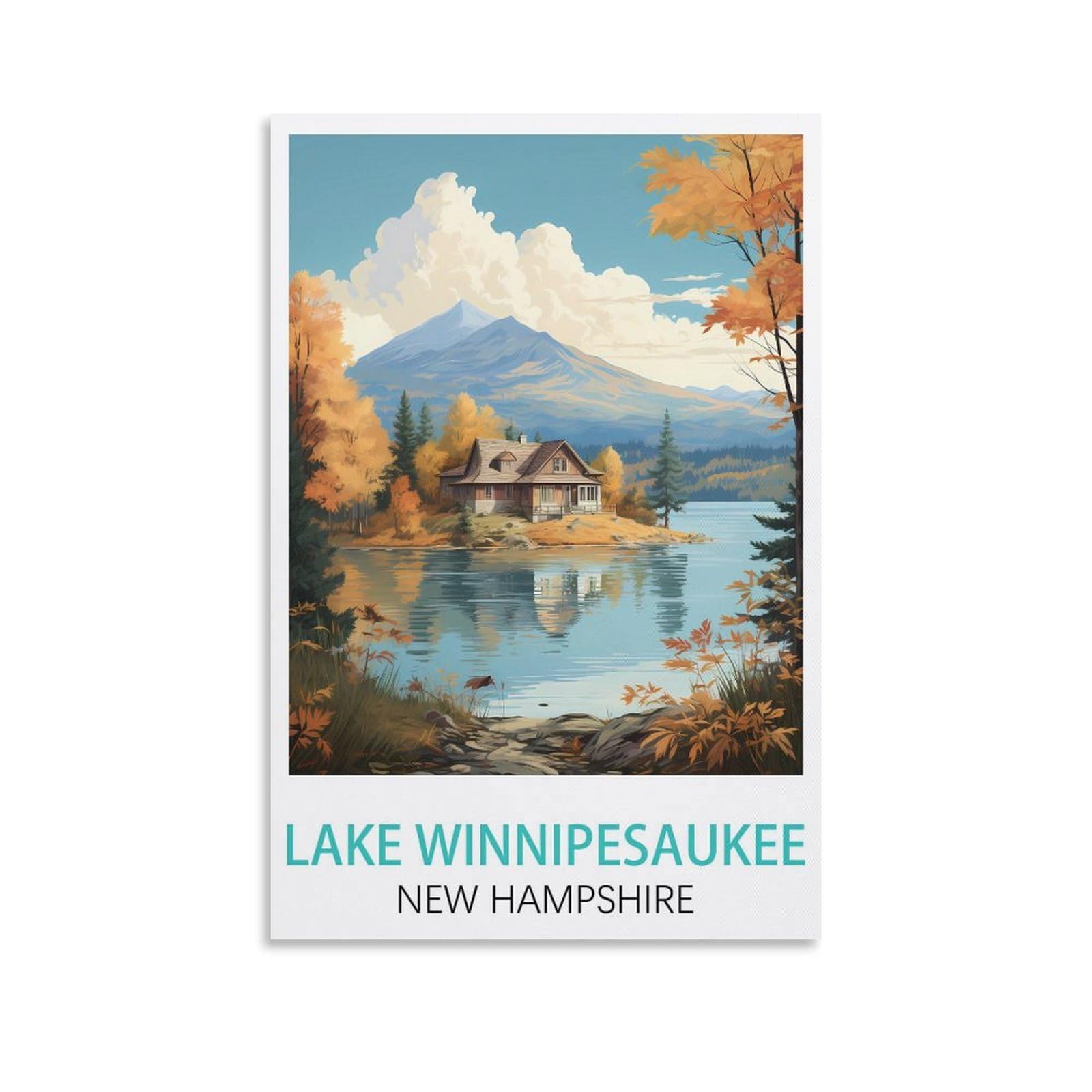 EZMLFA DIY 5D Diamond Painting Kits for Adults,Lake Winnipesaukee New Hampshire DIY Diamond Art Kits Gem Painting Crafts for Home Wall Decor 40x40cm