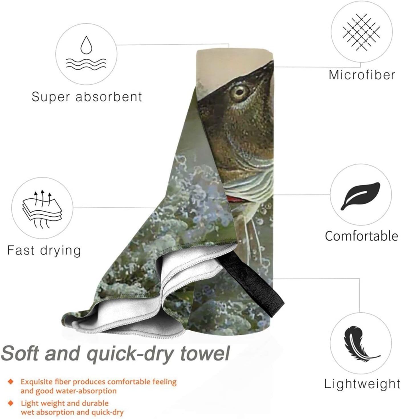 魚松　限定！！バスタオル Amazon｜MUZIZY バスタオル 大判 鱸 魚柄 魚釣り フェイスタオル