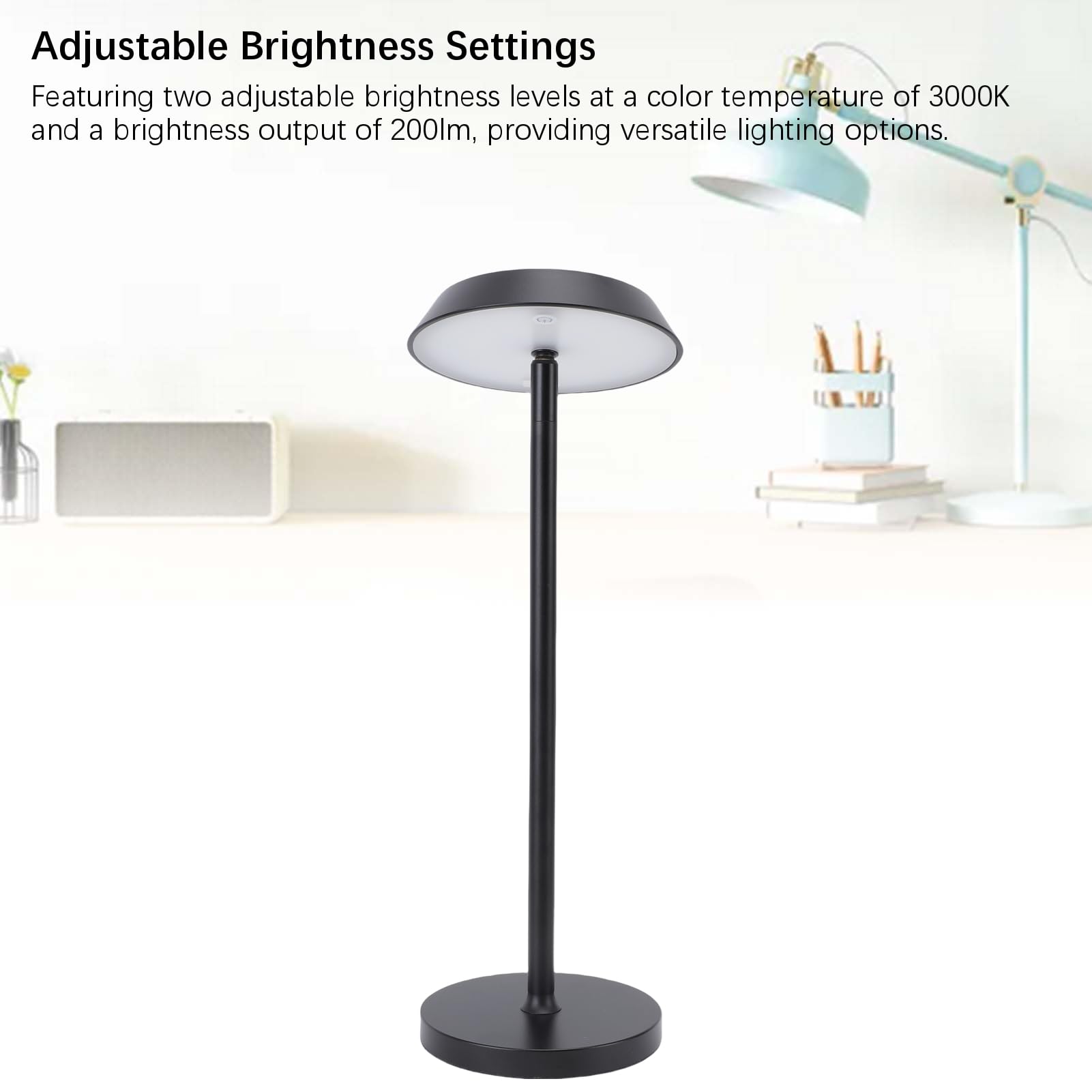 XUMIUZIY Einstellbare Helligkeit, Kabellose Tischlampe, 3000 K, Aluminium, LED-Nachtlicht für Schlafzimmer