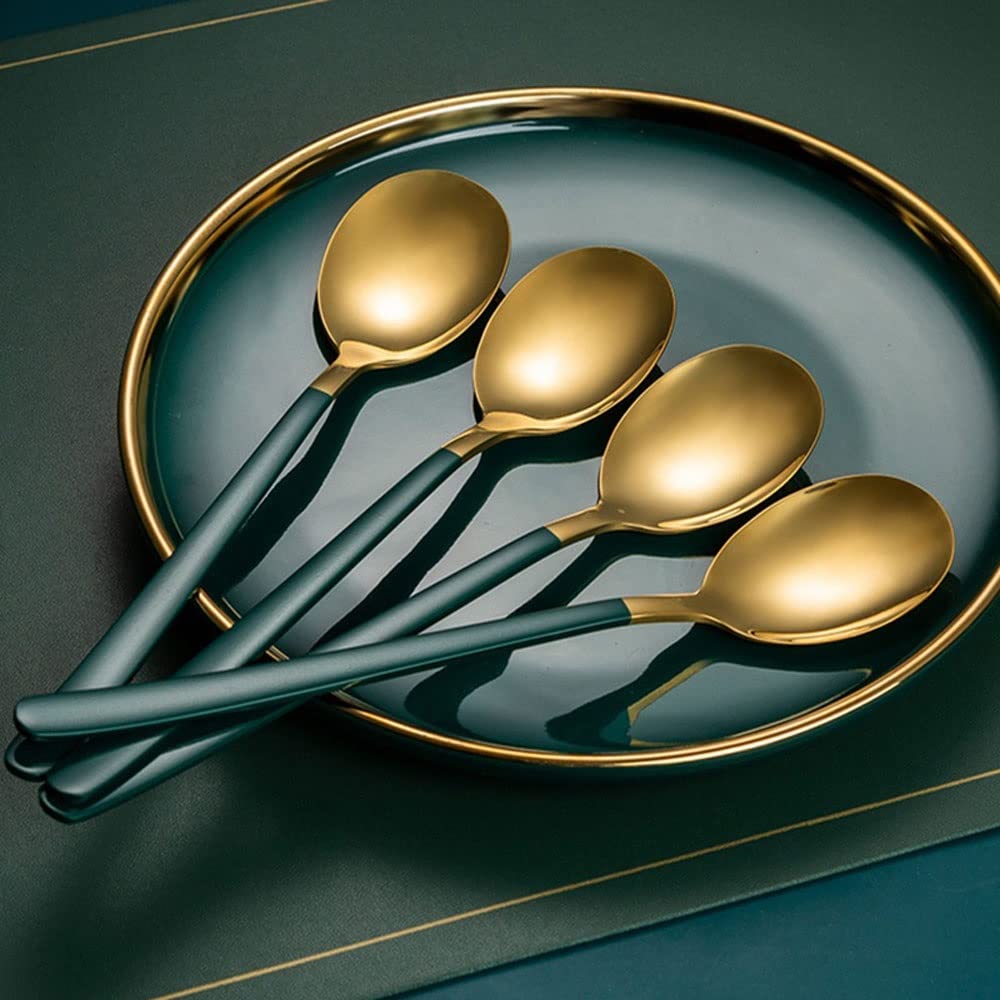 Cucharas de Café, Té Cuchara horquís Portátil Tenedor de café Sopa de café Scoop Flatware Mango Largo Cubiertos Cocina Cocina Vajilla Cuchara para Cocinar，Cuchara de Sopa (Quantity : 6)