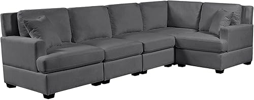 Miniatura 3 de kevinplus Sofá modular modular de 88 pulgadas en forma de L para sala de estar, sofá esquinero moderno de 5 asientos con 2 cojines para apartamento,