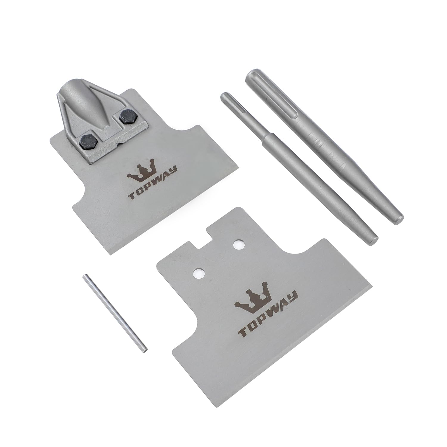 TOPWAY Set di SDS Plus/Max Scalpello per Piastrelle 4 Pollici + 5 Pollici Raschietto per Pavimenti, Scalpello a Spatola per Rimozione di Piastrelle, Tappeti, Linoleum 121118