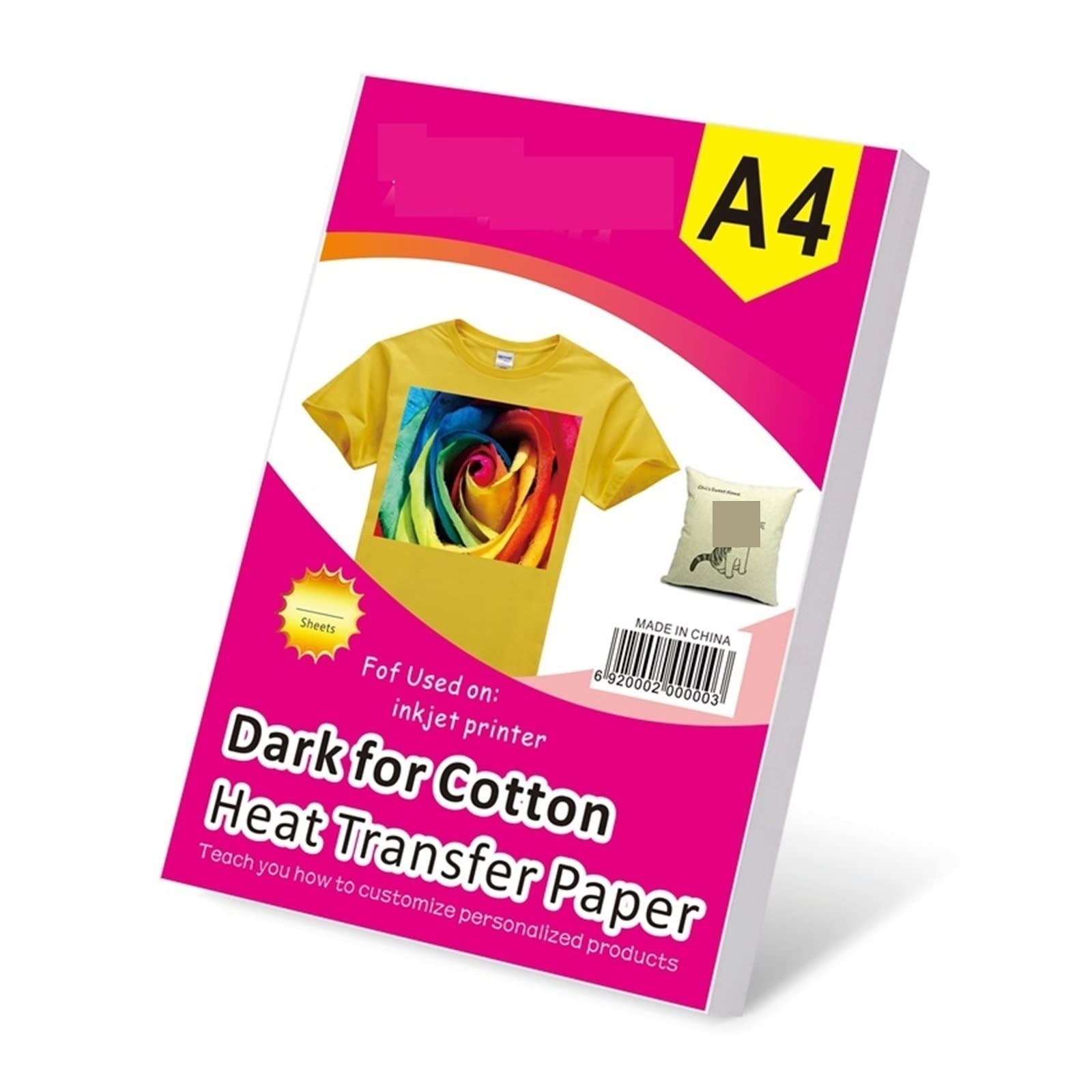 8,3 x 11,7 Zoll T-Shirt Farbe Baumwollstoff Dunkelschwarz Thermotransferpapier Kleidung A4 Transferpapier Kleidungsstück Sublimationspapier Lucky (Color : Dark 5 Sheets)