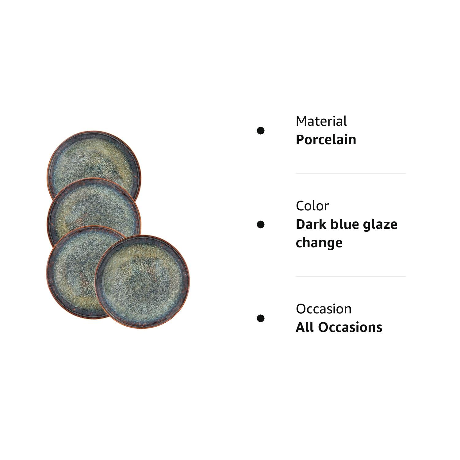 jinsongdafa Ceramic Dinner Plates Dish Set,Set of 4,for Lunch snacks -Microwave Oven & Dishwasher Safe,Scratch Resistant,Dinnerware Kitchen Porcelain Serving Dishes 10 Inch Round