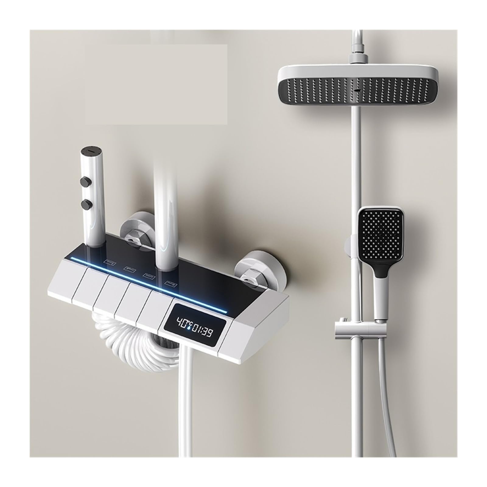 Atmosphere LED Digital Shower Set Bathroom Hot Cold Mixer Thermostatic System Bathtub Wall Mount SPA Rainfall Bath Faucet(T Hot and Cold)