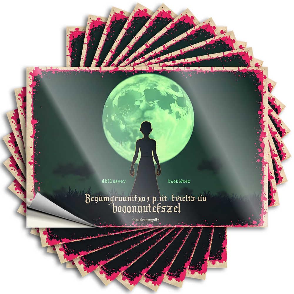 Backyard Accessories, Funny Sticker Alcohol Water Silhouette Under The Green Moon: A Mystical Night Scene | Tall Waterproof Vinyl Stickers(12X18CM)