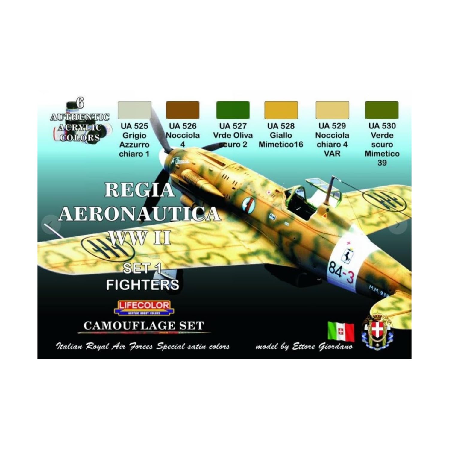 Lifecolor 525-526-527-528-529-530 Camouflage Set Cs19 Regia Aeronautica Wwii Set1 Fighters