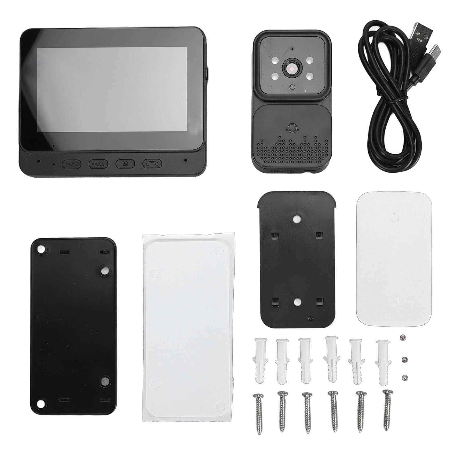 ciciglow Timbre con Vídeo Inteligente, Timbre Inteligente WiFi Profesional, Visión Nocturna Infrarroja de Alta Sensibilidad, Pantalla IPS de 4,3 Pulgadas para Oficina