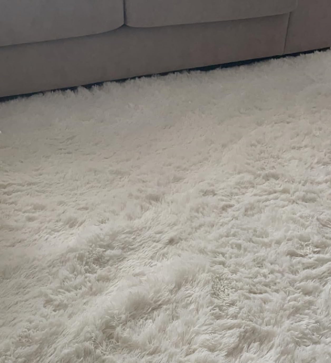Tapis de Salon à Poils Longs de décoration,Epaisseur 4 CM, Ultra Doux, Lavable et antidérapant, pour Salon, Chambre et entrée. (Blanc-160x230CM)
