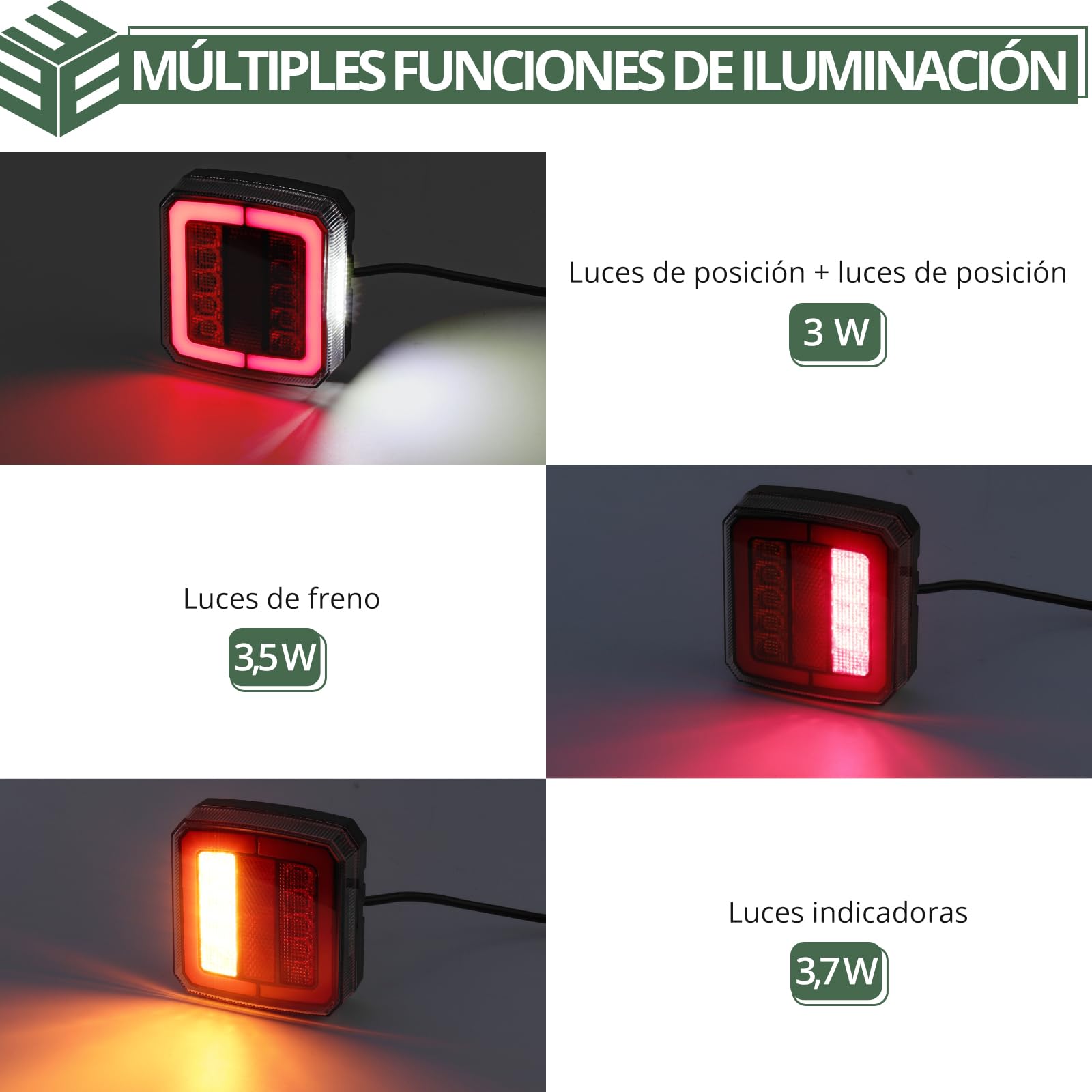EYPINS 2×Luces Traseras para Remolque con Conexión Magnética 40 LED y 7 Pines,12-30V Pilotos Traseros IP65 con Cable 7.35m+2.4m,Luz de Posición Freno Intermitente y Reflector para Turismos Camiones