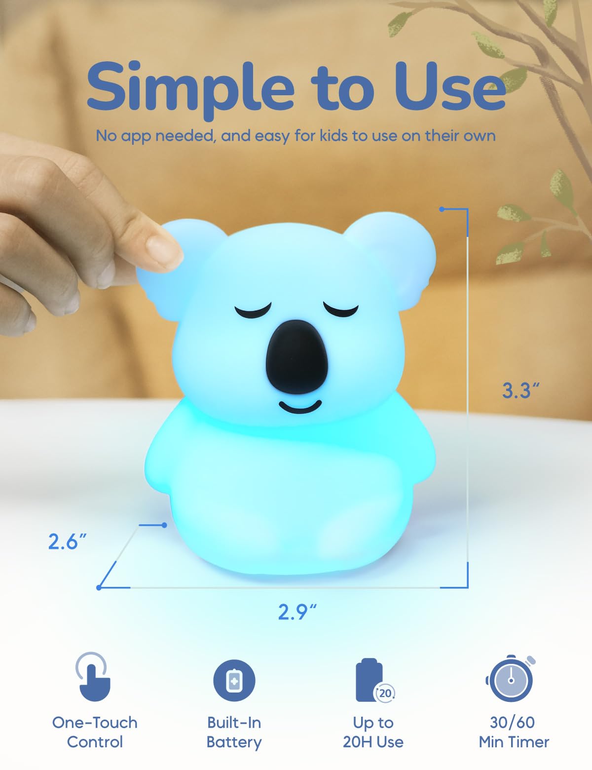 Breathing Pal Mini 'Kyle' – Luce respiratoria consapevole, luce guidata per meditazione visiva, sollievo dall'ansia, per calmarsi, meditazione, aiuto per dormire per adulti e bambini
