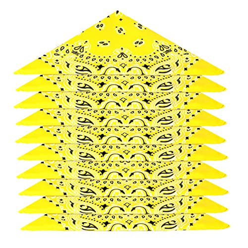 Karl Loven EL BANDANA - Lote de bandanas 100% Algodon de primera calidad Paisley Panuelo Cabeza Cuello Bufanda - Juego de 5 Amarillo(Modello Mandala)