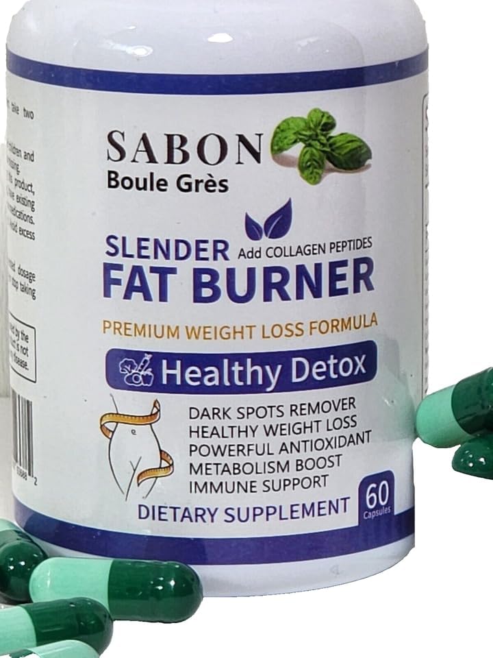 Sabon Boule Grès Slender Fat Burner with Collagen Peptides Supports Weight Management and Healthy hetox, 60 Capsules.