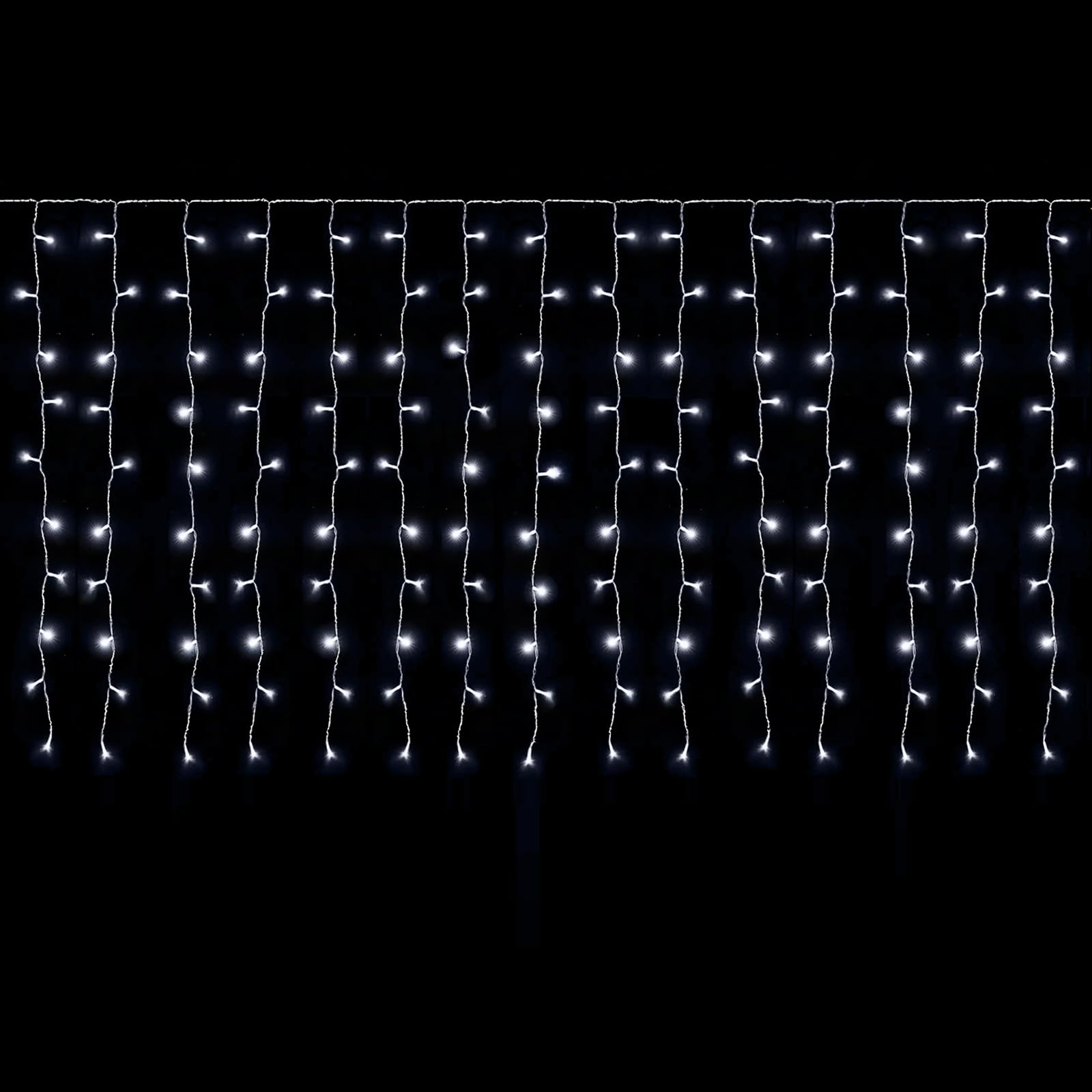 SALCAR LED Eisregen Fenster 2x1m LED Lichtervorhang Balkon, 100er LED Lichterkette Außen Innen Weihnachten, Weihnachtsbeleuchtung Hängend mit 8 Modi, Timer und Memory-Funktion, Kaltweiß