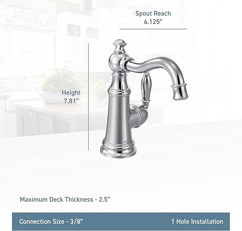 Miniatura 2 de Moen S62101NL Weymouth - Grifo de barra de arco alto con una sola manija, níquel pulido