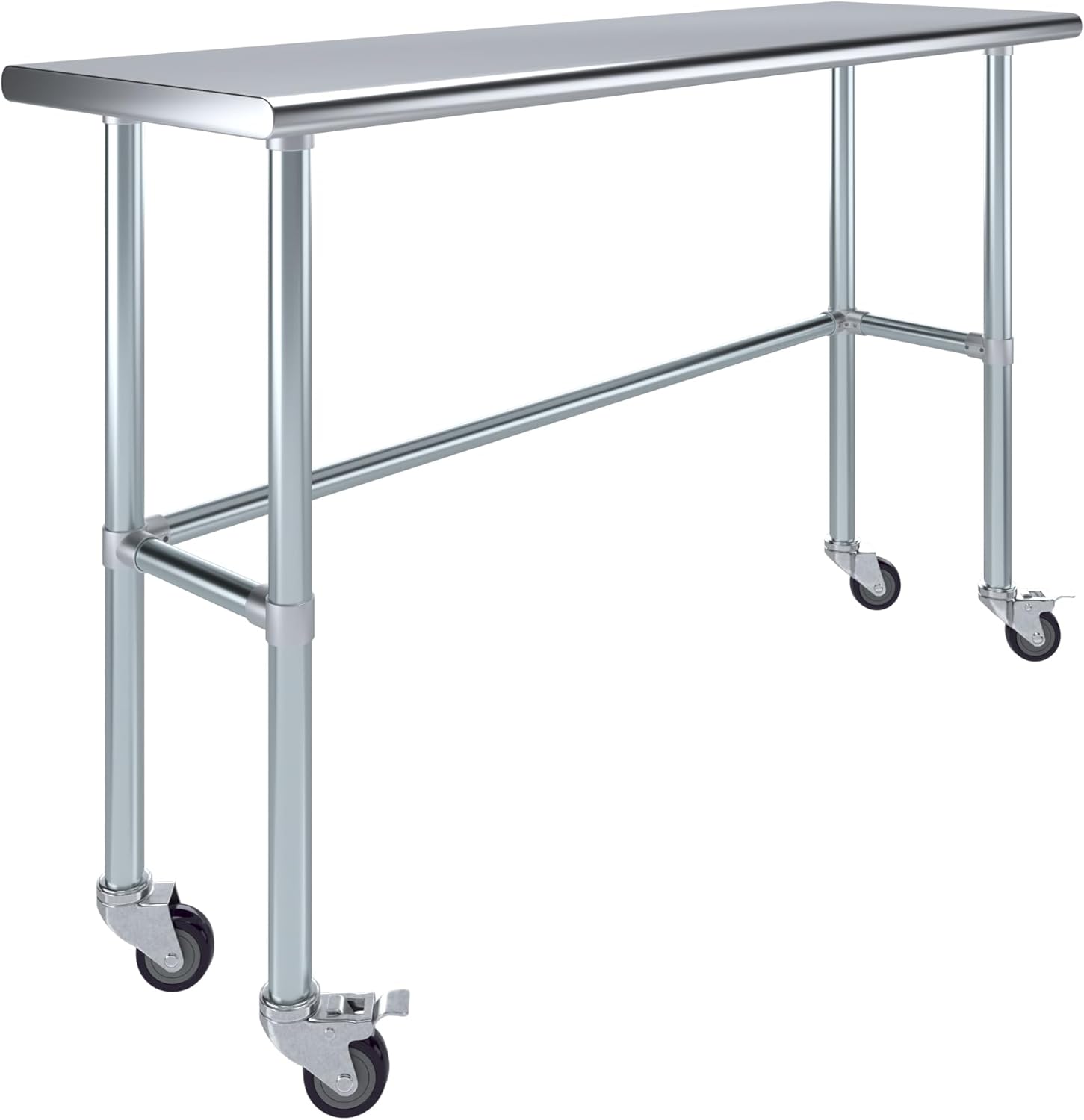 AmGood Stainless Steel Work Table Open Base & Wheels Work Station