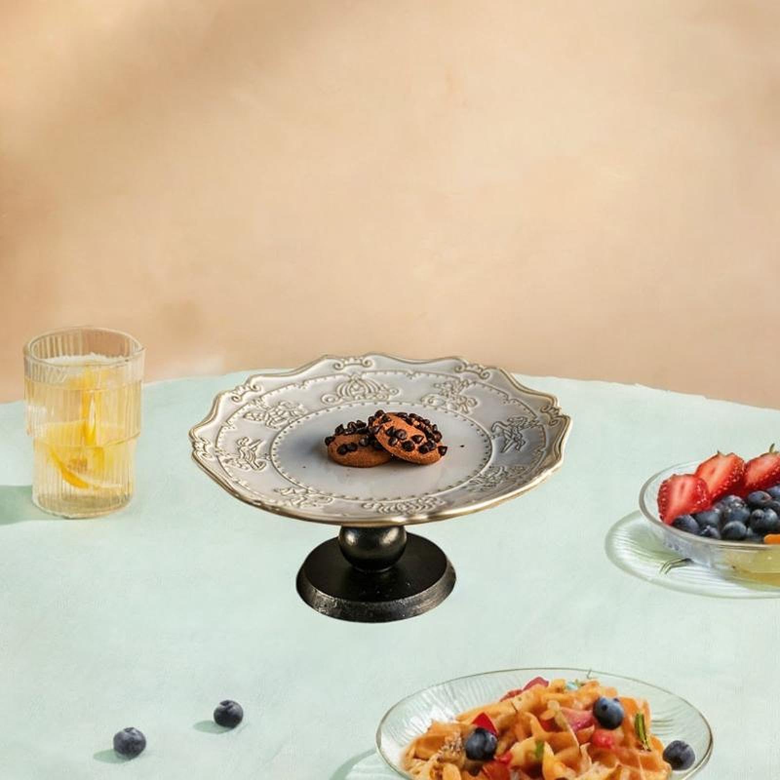 predolo Vassoio per Dolci su Piedistallo, Espositore per Dessert per Bancone Rustico, 20x9.3 Cm