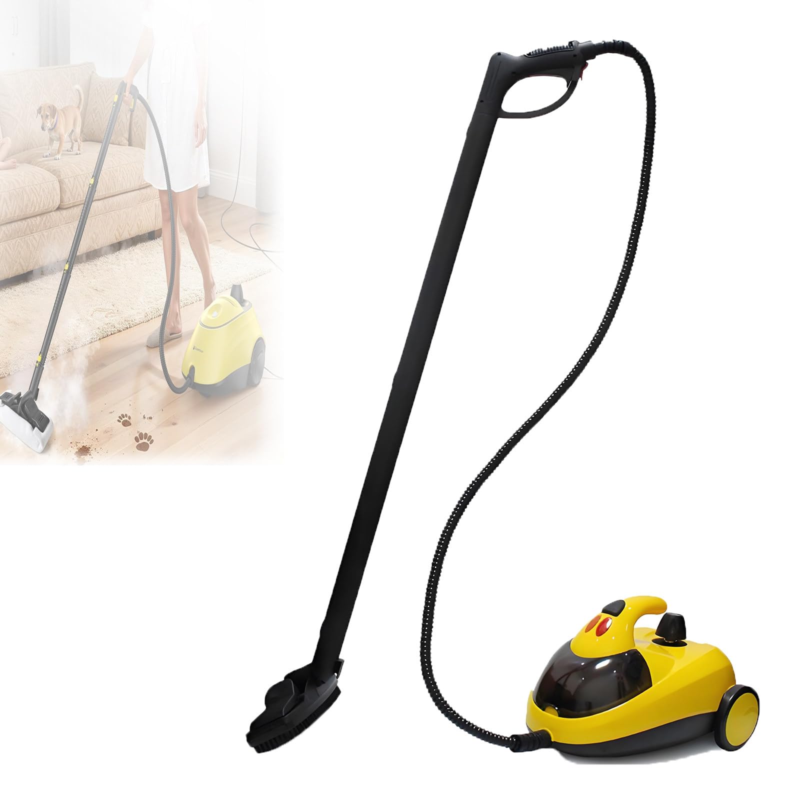 EpyGnom Handheld Steam Cleaner, 1500W High Temperature Pressurized Steamer with 1.5L Large Tank, Multi-Surface Steam Cleaning Machine for Kitchen, Bathroom, Furniture, Car, Windows
