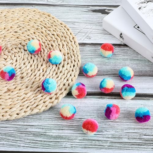 Bremorou 30 Stück Filzbälle Katzen Kleine Plüschbälle Regenbogen Katzenspielzeug Bälle Katzenbälle, Spielball Katzen, Bunt Katzenball, Weiche Katze Bälle, Interaktives für Haustierkatzen