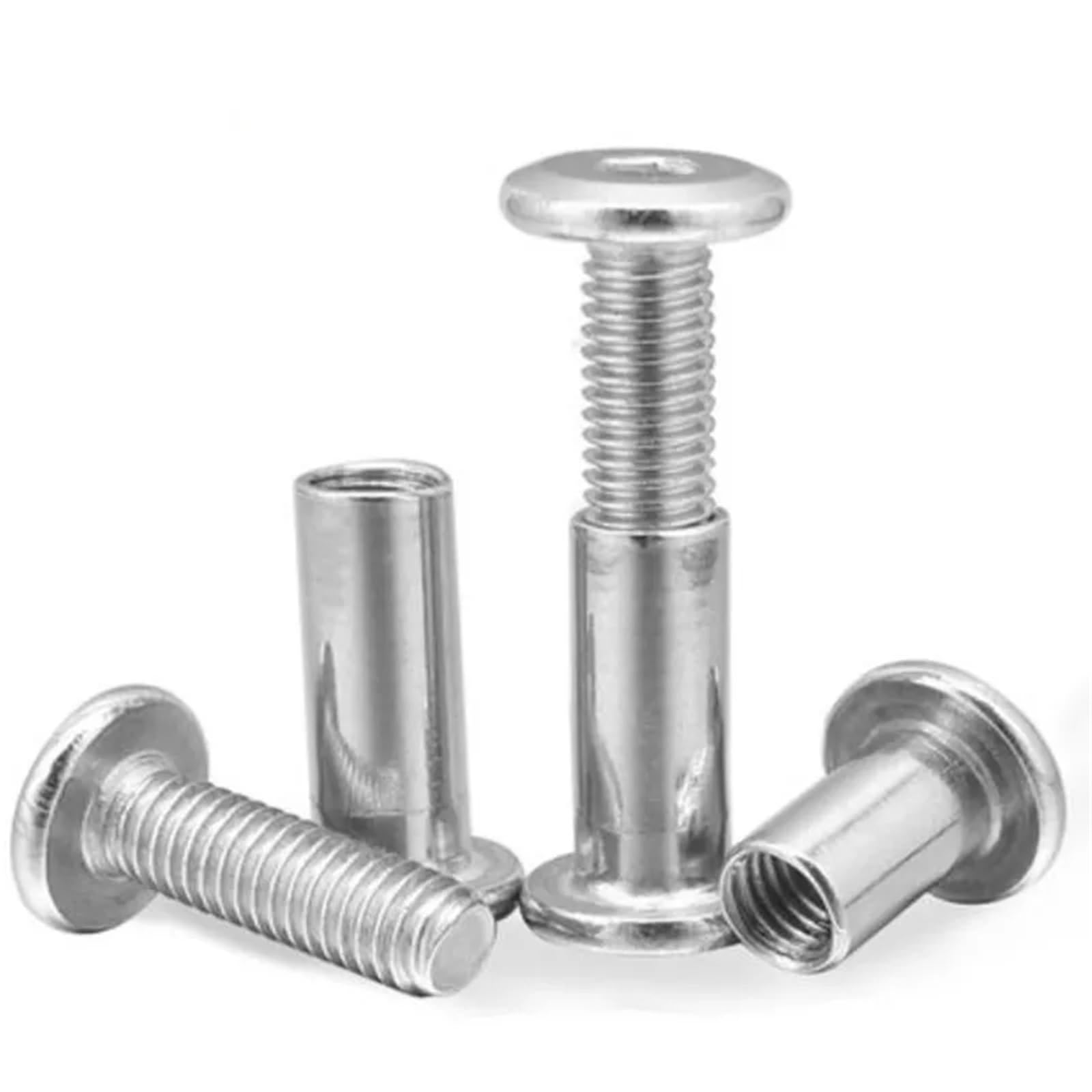 Chicago Screws - 25 tuercas de acero inoxidable M5 304 para muebles con tornillo, tuerca hexagonal plana, clavo combinado de álbum (M5 x 50, 25 piezas)
