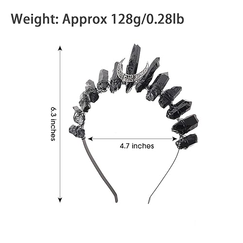 Miniatura 3 de Bubbmi Diadema de corona de tiara de cristal boho de cuarzo crudo con diamantes de imitación para mujeres y niñas para Wiccan cosplay bodas fiestas