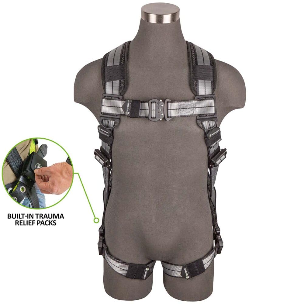 Safewaze 023-1269 PRO+ Slate Full Body Harness: Alu 1D, Alu QC Chest/Legs, Trauma relief